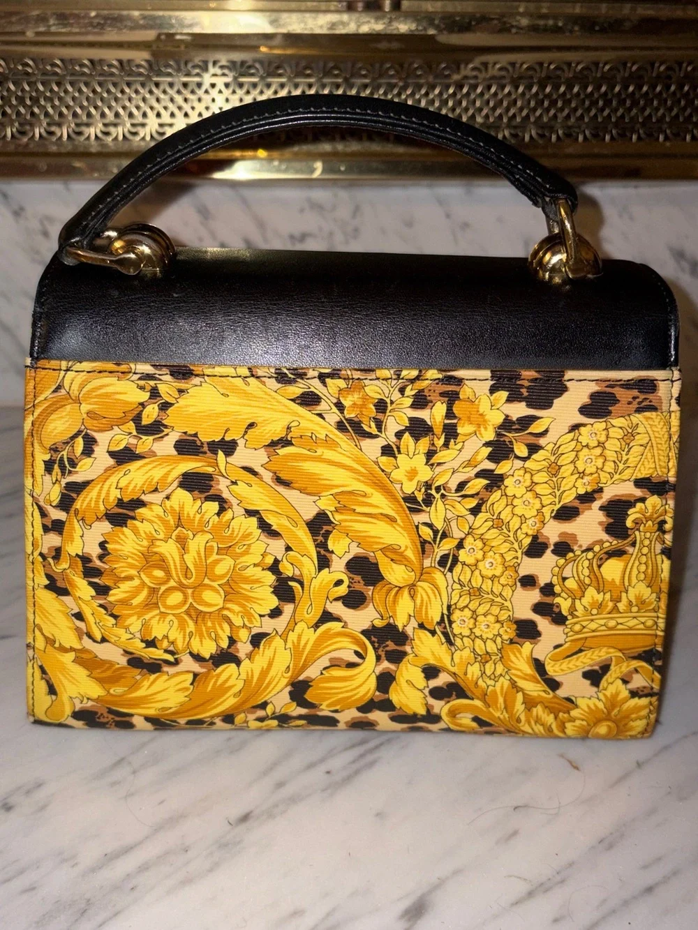 Versace Baroque Kelly Top Handle Flap 2way Crossbody Bag 1VER822K and Wallet Set - Picture 6 of 16